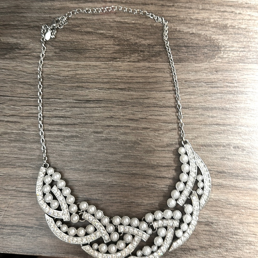 Premier Jewelry Faux Pearl and Rhinestone Necklace